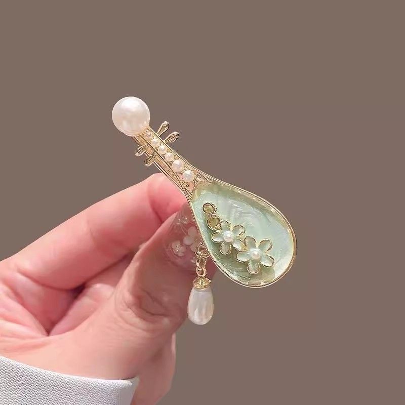 Chinese-Style Rose Pipa Hair Clip - Vintage Hanfu Floral Barrette