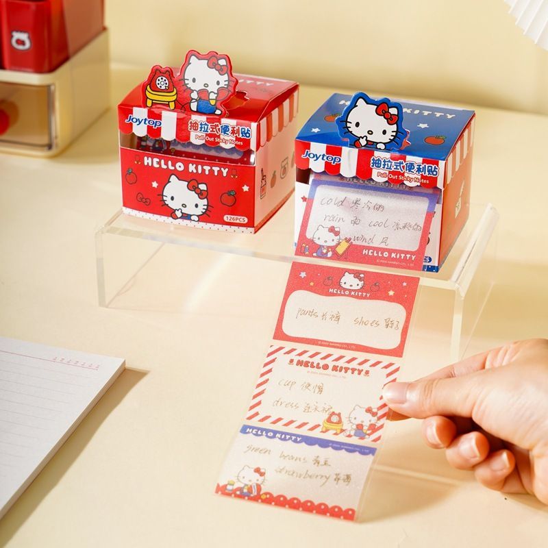 Hello Kitty Pull-Out Sticky Notes - 126 Sheets Kawaii Memo Pad for Journaling, Study Notes & Planners