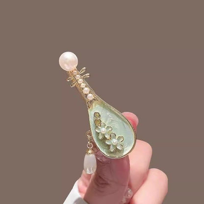 Chinese-Style Rose Pipa Hair Clip - Vintage Hanfu Floral Barrette