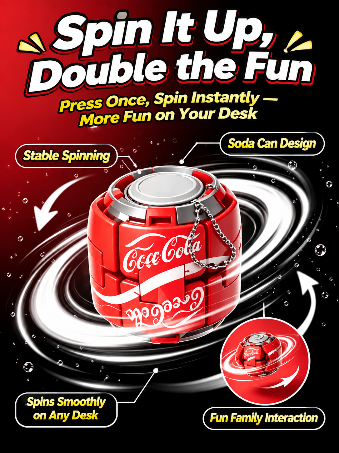 Kawaii Soda Fidget Spinner Ball | Sensory Desk Toy