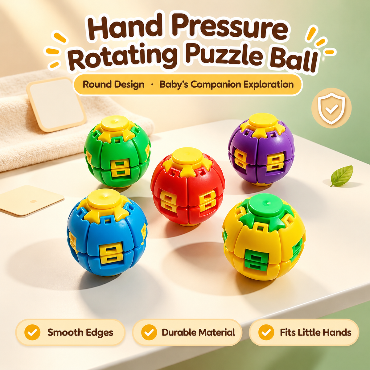 Fidget Stress Ball Puzzle Toy – Squeeze, Connect & Spin Finger Fidget for Office & Travel