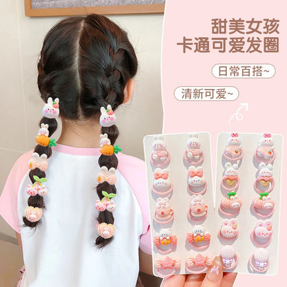 Cute Bunny Resin Hair Ties - No-Damage Elastic Ponytail Holders for Girls & Toddlers