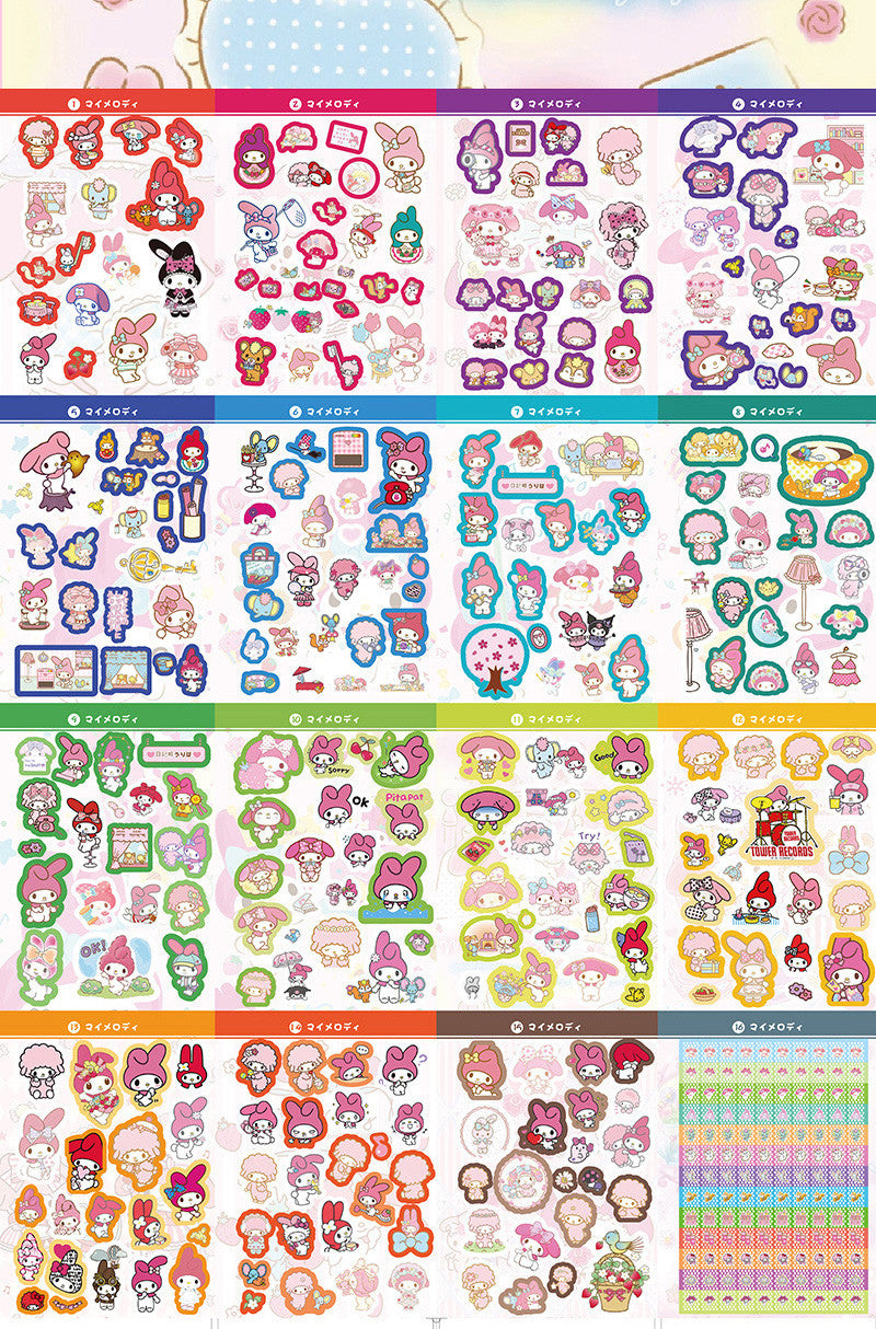 Sanrio Kawaii Sticker Book - Kuromi, Melody, Cinnamoroll & Hello Kitty