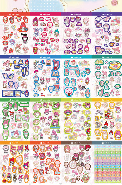 Sanrio Kawaii Sticker Book - Kuromi, Melody, Cinnamoroll & Hello Kitty