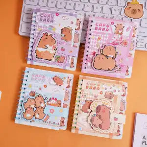 Cute Cartoon A7 Spiral Notebook - Foil-Stamped Mini Pocket Journal