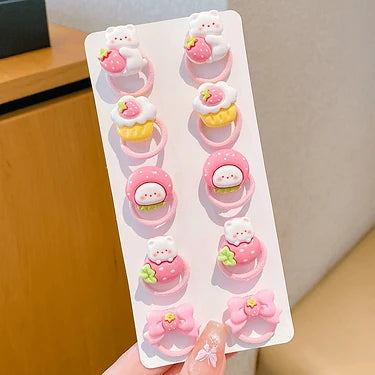 Cute Bunny Resin Hair Ties - No-Damage Elastic Ponytail Holders for Girls & Toddlers