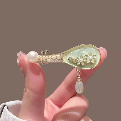 Chinese-Style Rose Pipa Hair Clip - Vintage Hanfu Floral Barrette