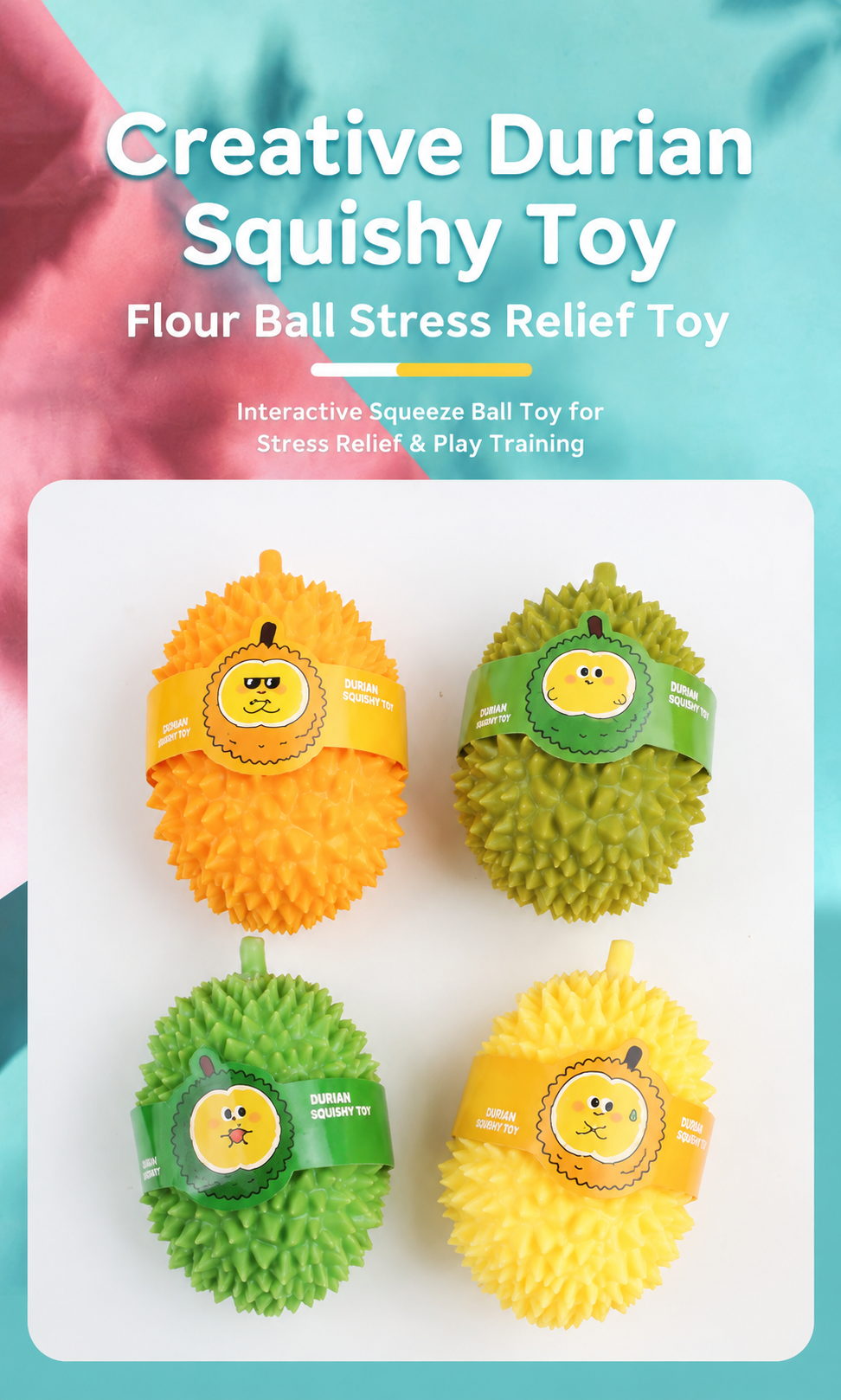 Durian Squishy Toy - Realistic Fruit Sensory Stress Relief Toy