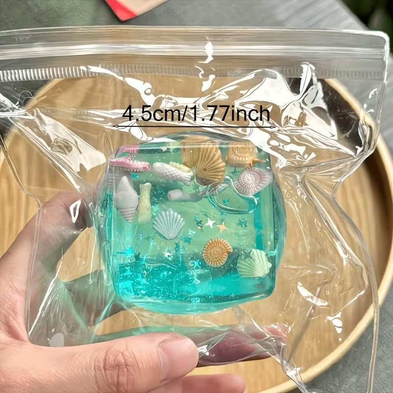 Cute Ocean Ice Cube Squishy – Soft Gel Fidget Toy for Stress Relief & Sensory Play