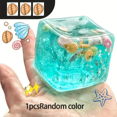 Cute Ocean Ice Cube Squishy – Soft Gel Fidget Toy for Stress Relief & Sensory Play