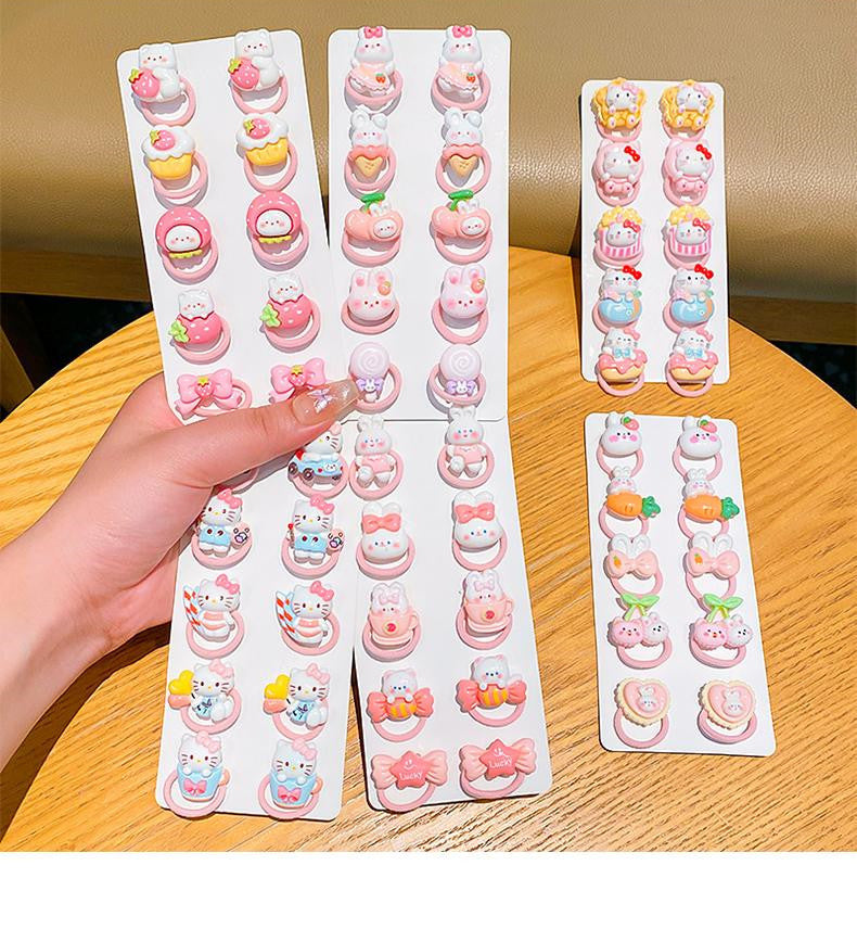 Cute Bunny Resin Hair Ties - No-Damage Elastic Ponytail Holders for Girls & Toddlers