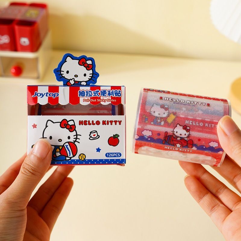 Hello Kitty Pull-Out Sticky Notes - 126 Sheets Kawaii Memo Pad for Journaling, Study Notes & Planners