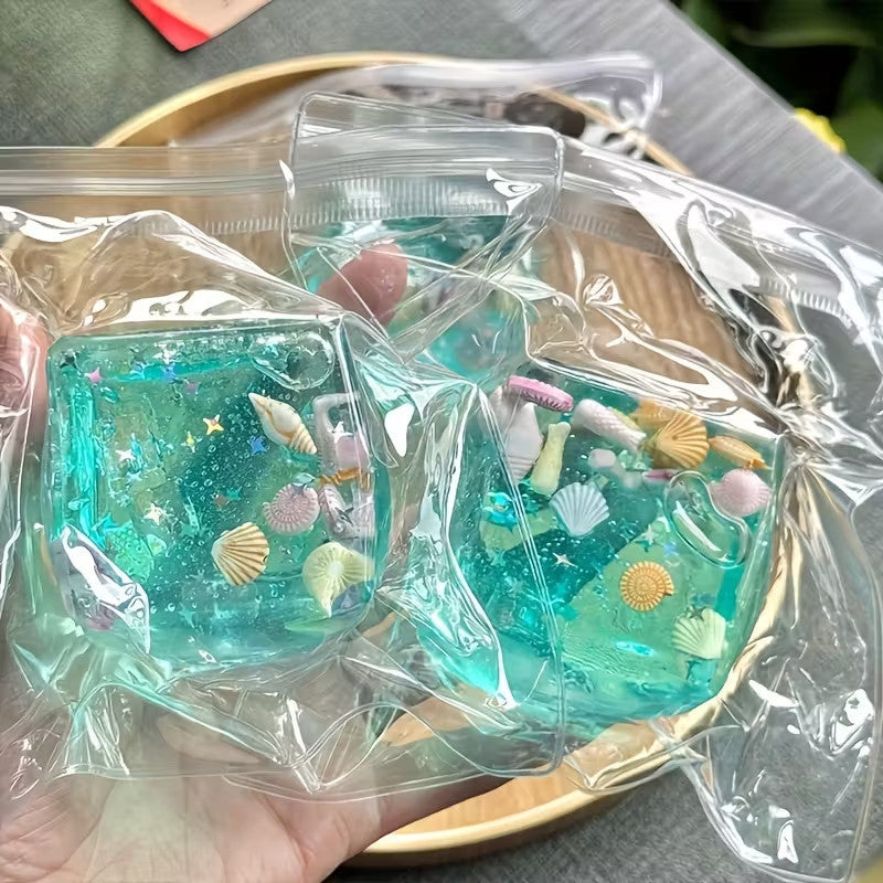 Cute Ocean Ice Cube Squishy – Soft Gel Fidget Toy for Stress Relief & Sensory Play
