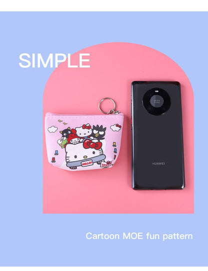 Kawaii Hello Kitty Mini Coin Purse, Cute Aesthetic Pocket Wallet with Keychain for Girls