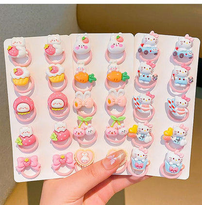 Cute Bunny Resin Hair Ties - No-Damage Elastic Ponytail Holders for Girls & Toddlers