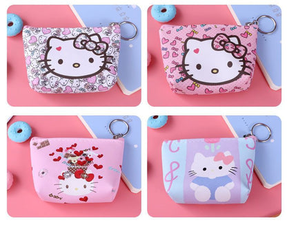 Kawaii Hello Kitty Mini Coin Purse, Cute Aesthetic Pocket Wallet with Keychain for Girls