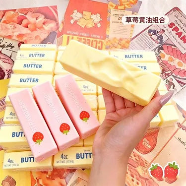 Strawberry Butter Stick Squishy Toy – Cute Kawaii Slow Rising Sensory Fidget Toy for Stress Relief