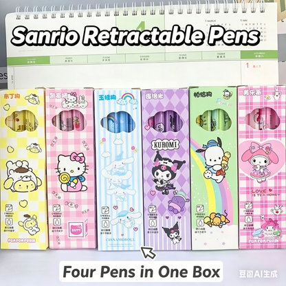 Sanrio Retractable Gel Pen Set - 0.5mm Black Ink Stationery