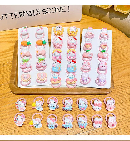 Cute Bunny Resin Hair Ties - No-Damage Elastic Ponytail Holders for Girls & Toddlers