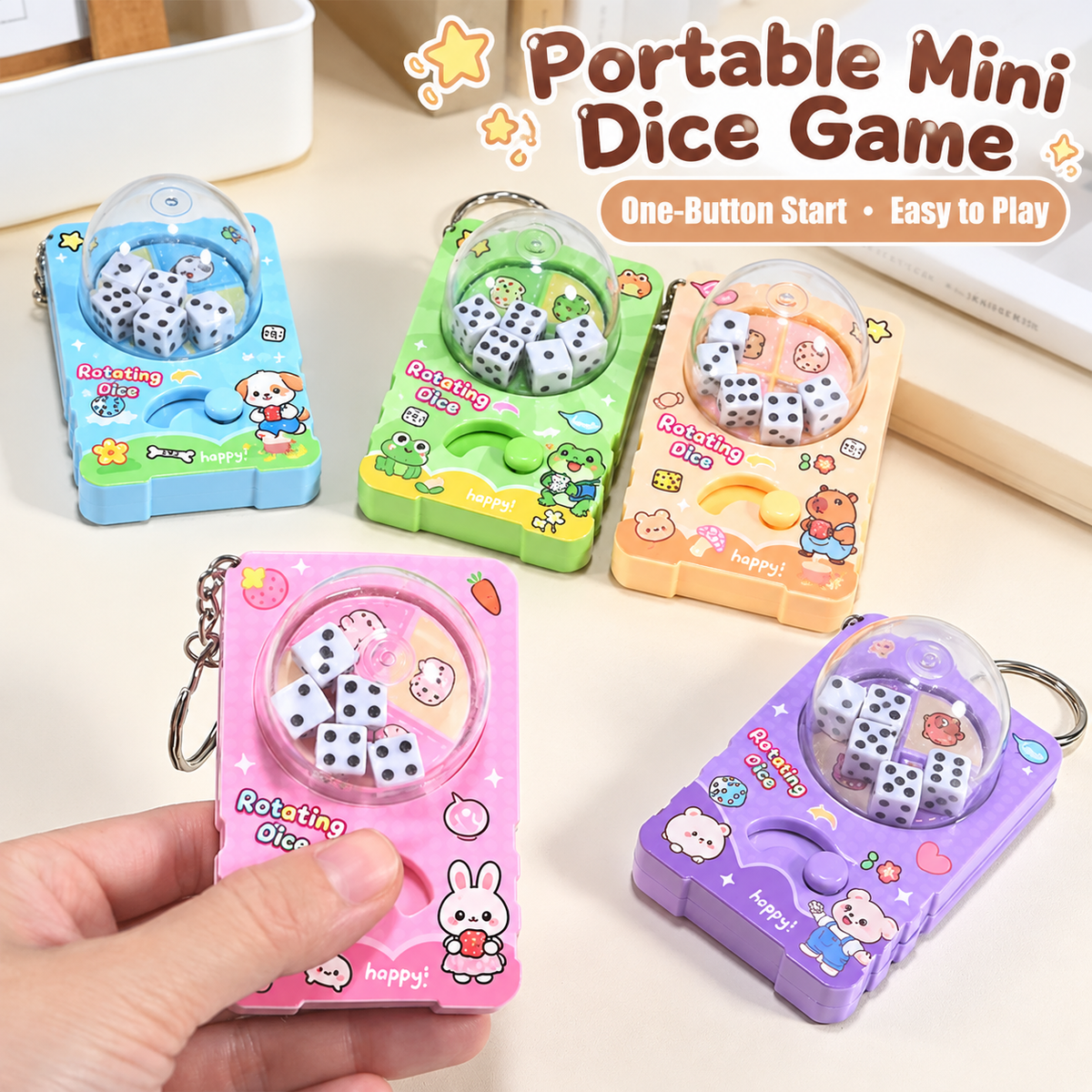 Mini Fidget Dice Keychain - Rotating Stress Relief Backpack Charm