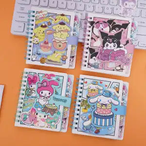 Cute Cartoon A7 Spiral Notebook - Foil-Stamped Mini Pocket Journal