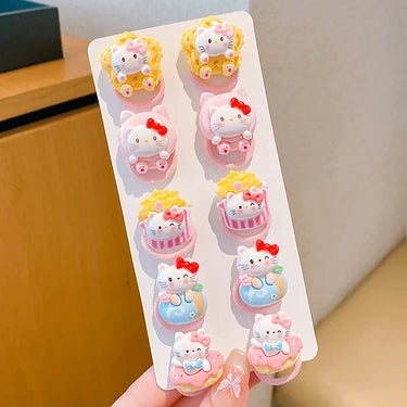 Cute Bunny Resin Hair Ties - No-Damage Elastic Ponytail Holders for Girls & Toddlers