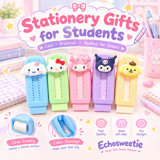 Sanrio Retractable Push Eraser - Dust-Free Kuromi, My Melody & Hello Kitty Erasers for School & Journaling