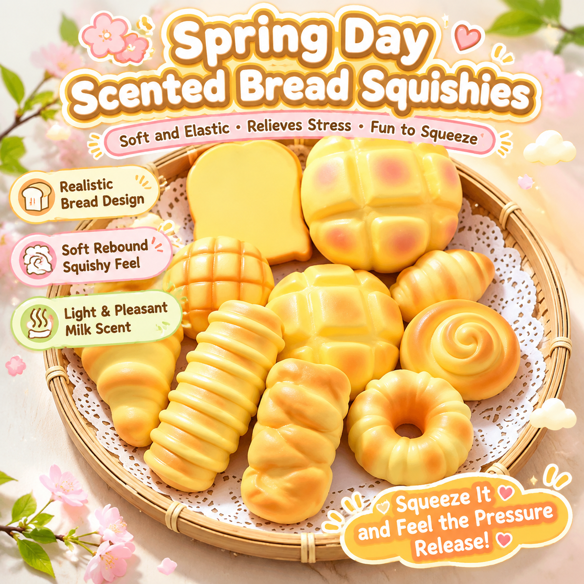 Mini Bread Squishy Toy – Realistic Slow-Rising Food Fidget for Stress Relief