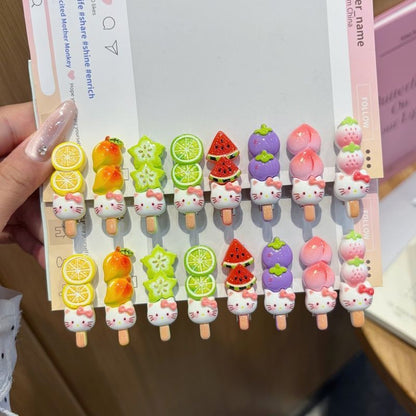 Kawaii Fruit Cat Candied Skewer Hair Clip - Cute Tanghulu Barrette