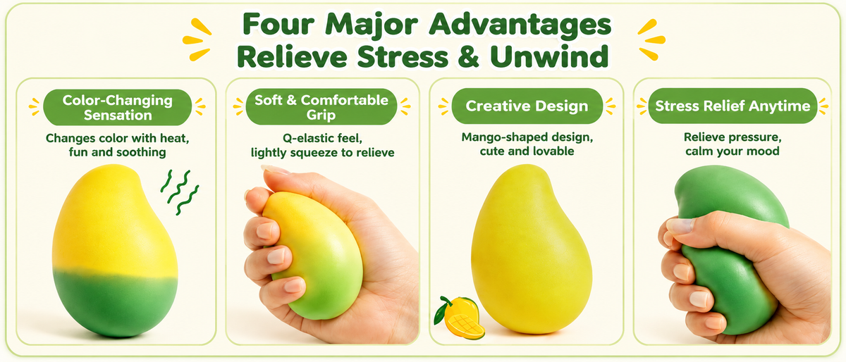 Color Changing Mango Squishy Toy | Kawaii Fruit Gift