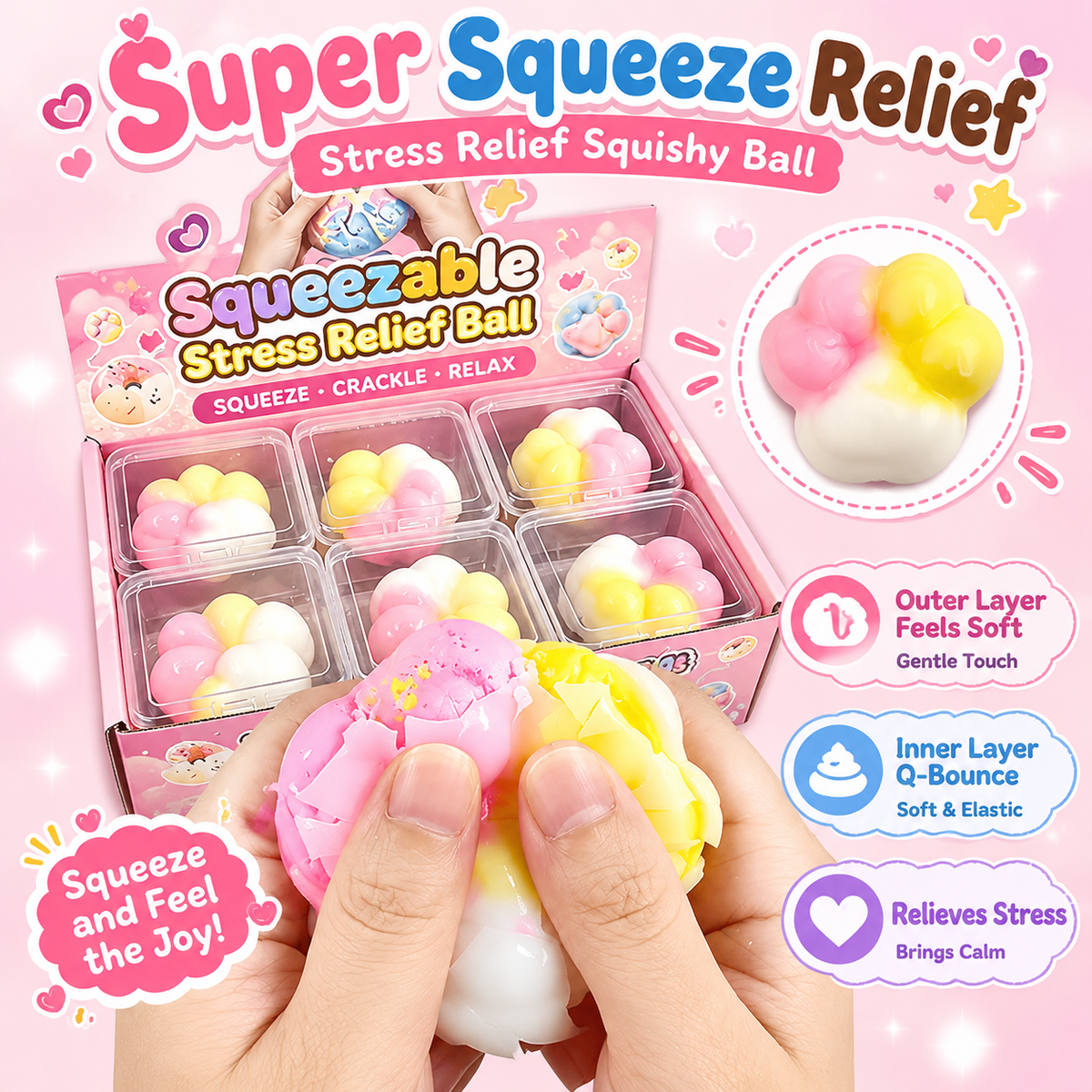 Cute Cat Paw Stress Ball – Soft Squeeze Fidget Toy for Office Stress Relief