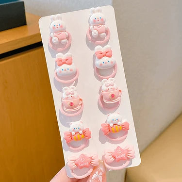 Cute Bunny Resin Hair Ties - No-Damage Elastic Ponytail Holders for Girls & Toddlers