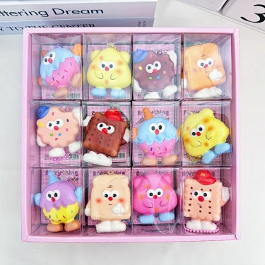 Cookie Slow-Rising Squishy Keychain – Cute Kawaii Stress Relief Toy, Sponge Bag Charm & Fun Collectible