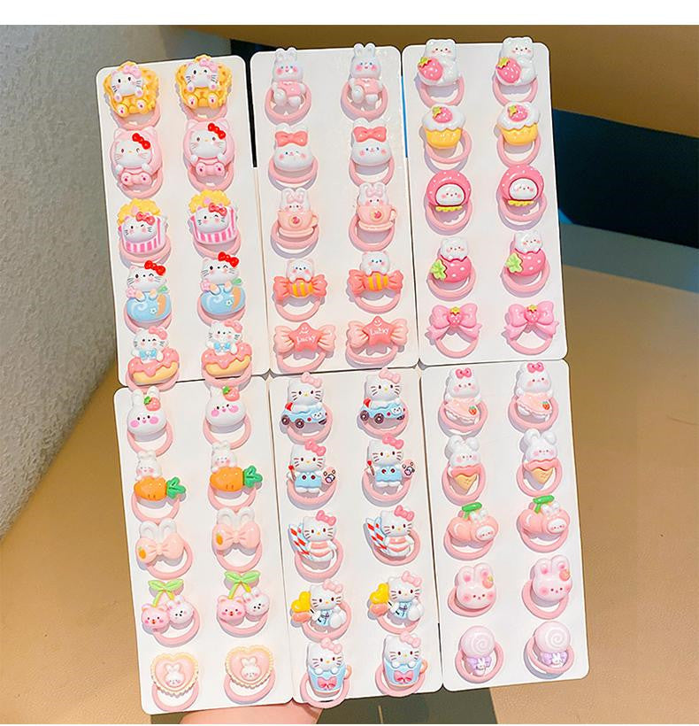 Cute Bunny Resin Hair Ties - No-Damage Elastic Ponytail Holders for Girls & Toddlers
