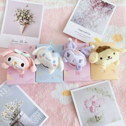 Set of 4 Sanrio 3D cartoon hand towel gift boxes featuring My Melody, Cinnamoroll, Kuromi, and Pompompurin