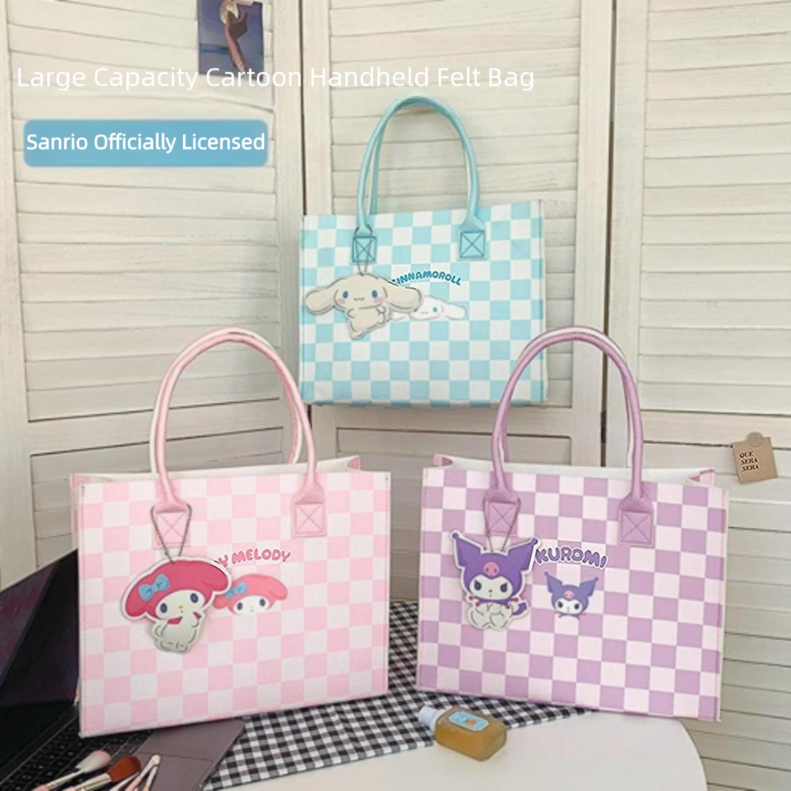 New Cinnamoroll Felt Tote Bag - Large Capacity Versatile Handbag for School & Commute