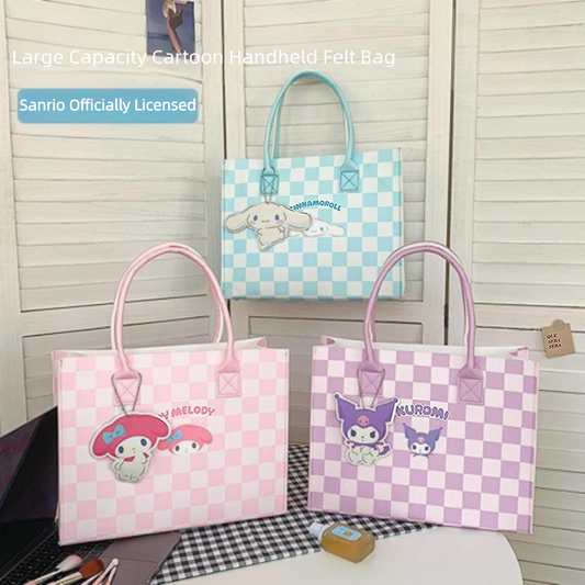 New Cinnamoroll Felt Tote Bag - Large Capacity Versatile Handbag for School & Commute