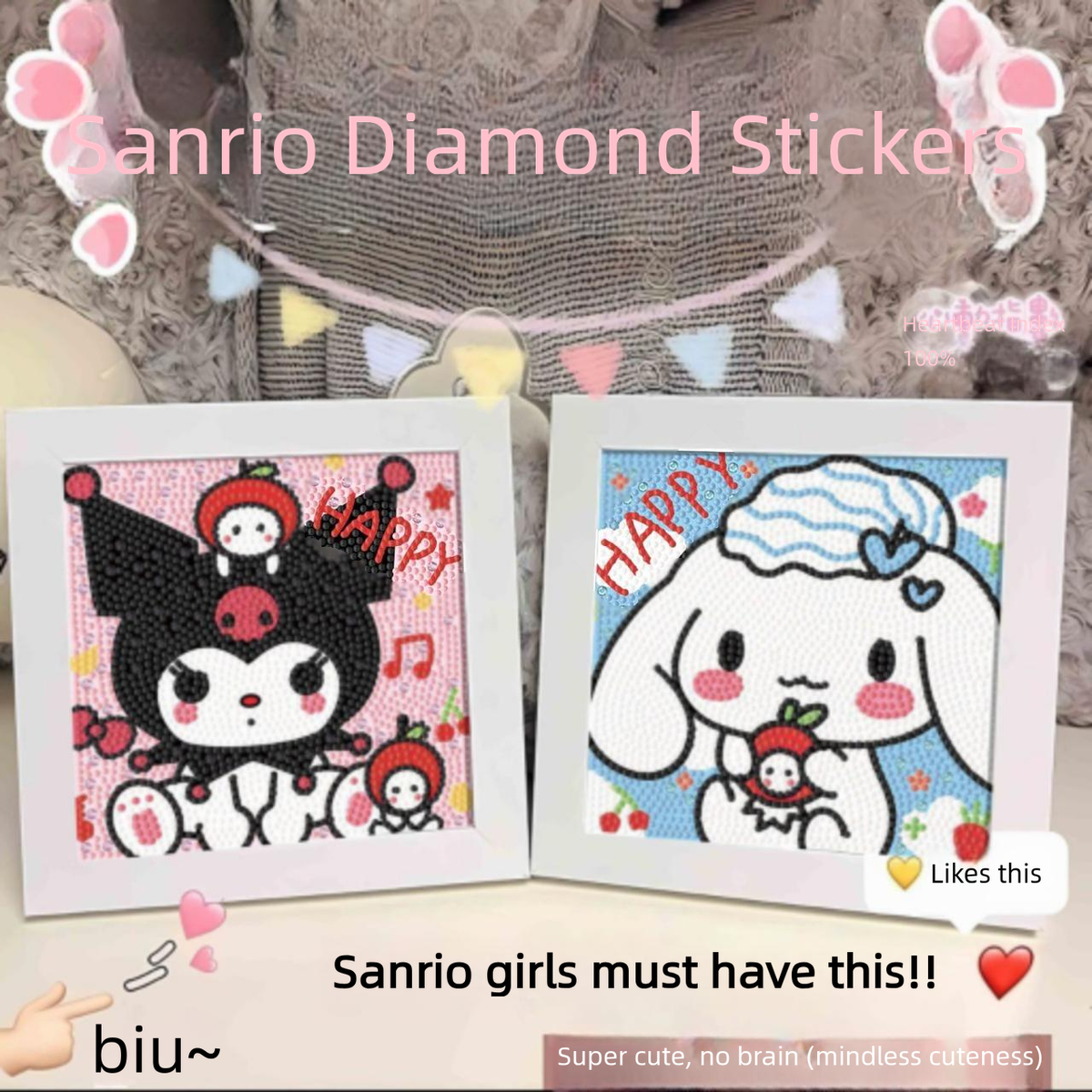 Diamond Painting Kit with Frame - Full Drill Kawaii DIY Art