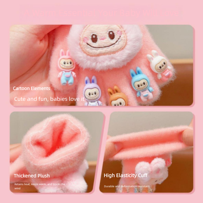 Labubu Fleece-Lined Winter Gloves - Cozy 5-Finger Mittens